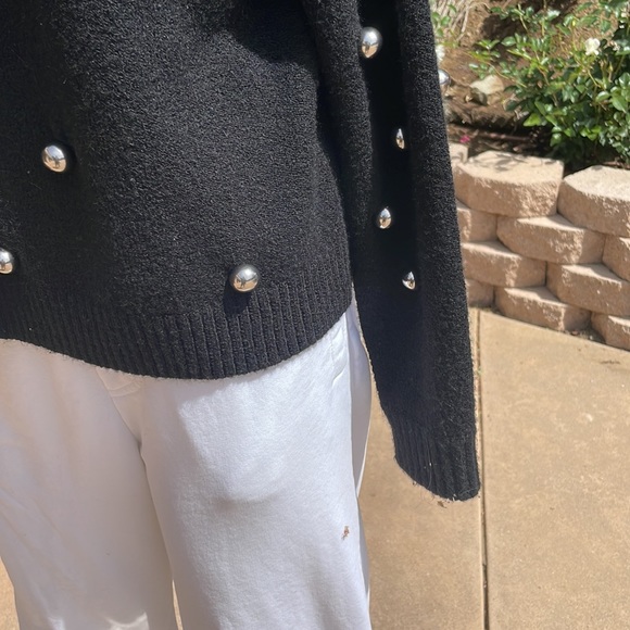 Alice + Olivia Womens Gleeson Metal Ball Detail Knit Sweater M black $495 - Picture 7 of 11